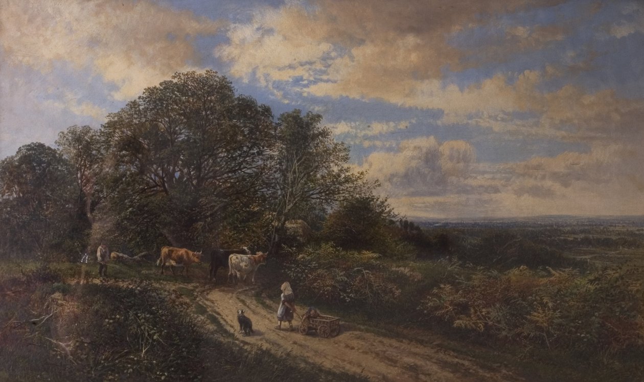 Landskap med boskap, sent 1800-tal av Frederick Henry Henshaw