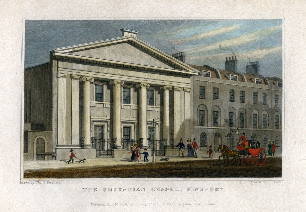 Unitarian Chapel, Finsbury, London, 1828 av Frederick James Havell