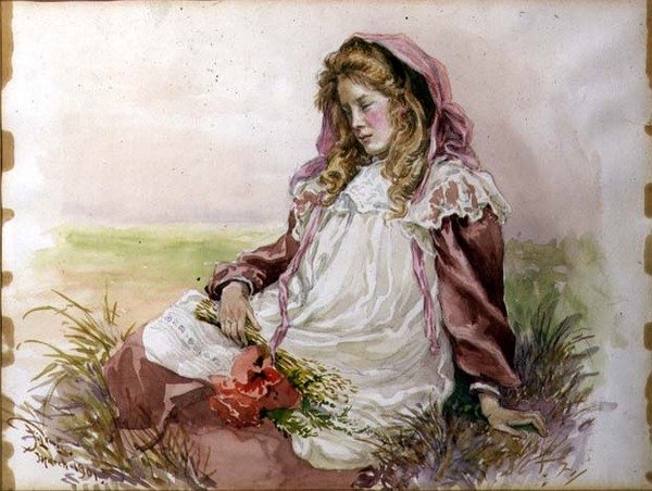 Flicka med vallmo av Frederick S. Lewis