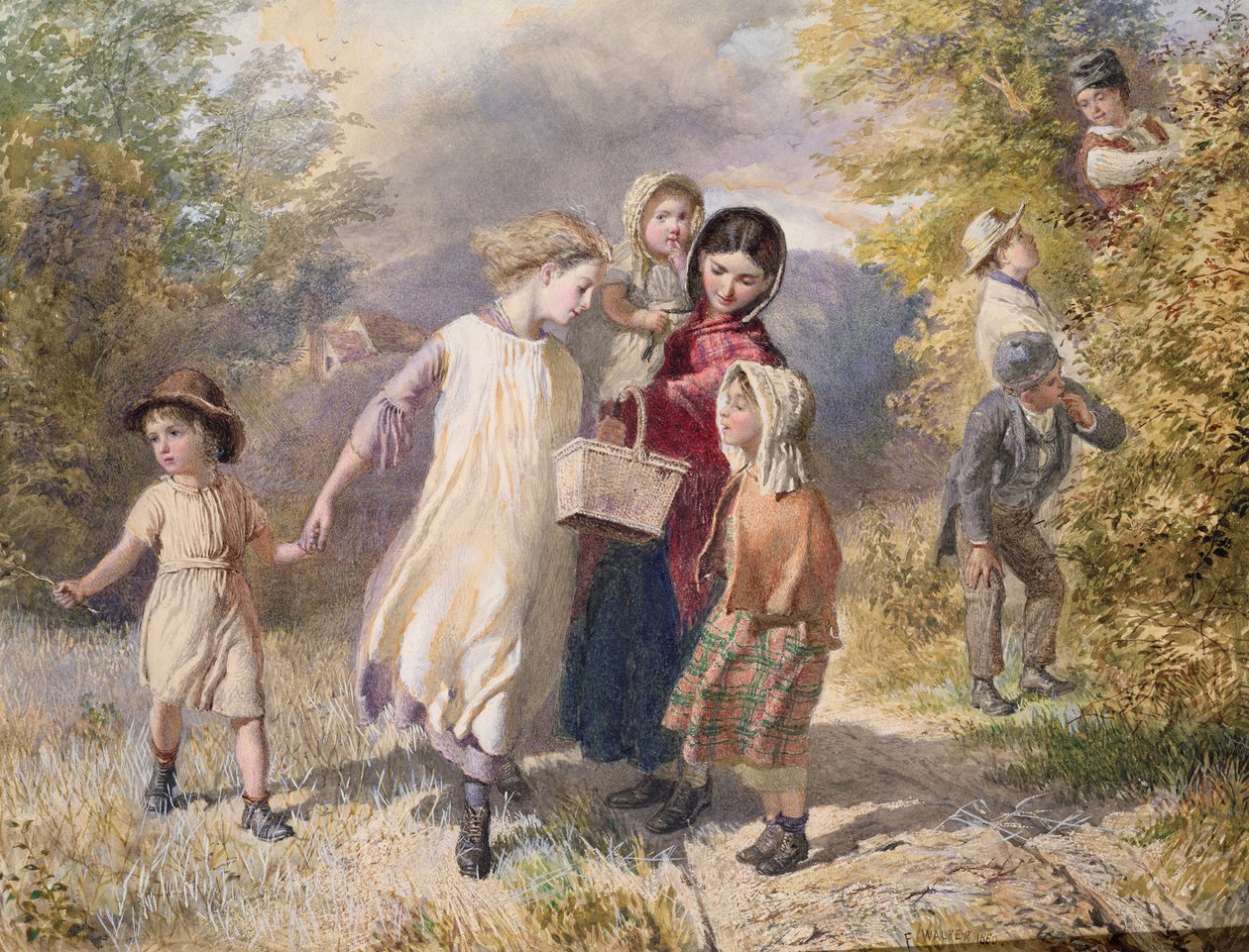 Blackberrying, 1860 (wc på papper) av Frederick Walker