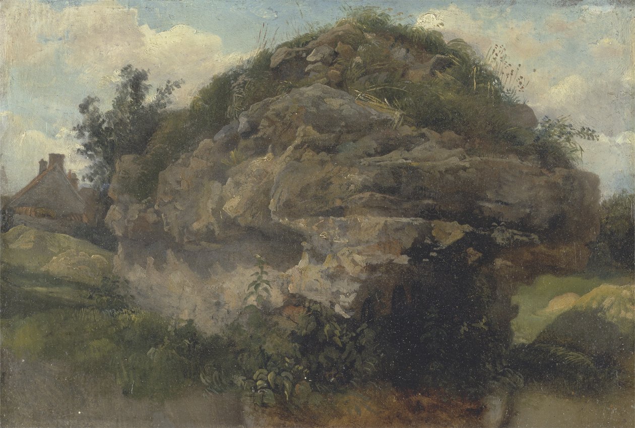 Rocky Hillside, ca 1830 (olja på kvarnbräda) av Frederick Waters Watts