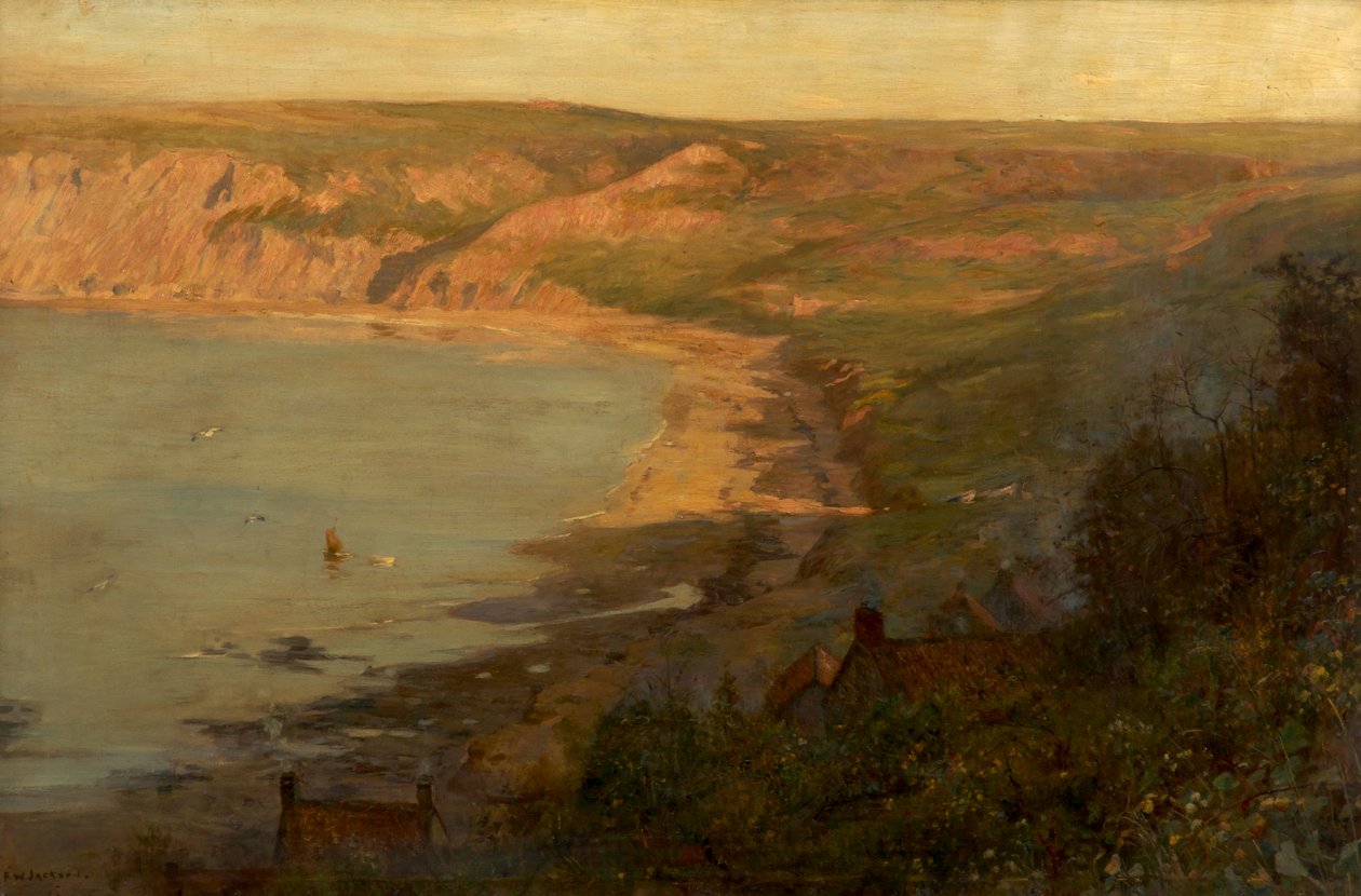 Runswick Bay (olja på duk) av Frederick William Jackson