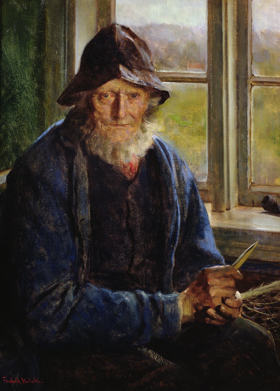 Old Fisherman (olja på duk) av Fredrik Kolstoe