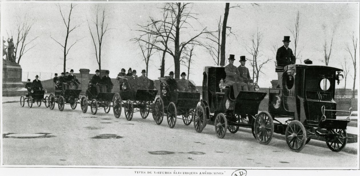 Amerikanska elbilar i Paris, ca 1900 av French Photographer