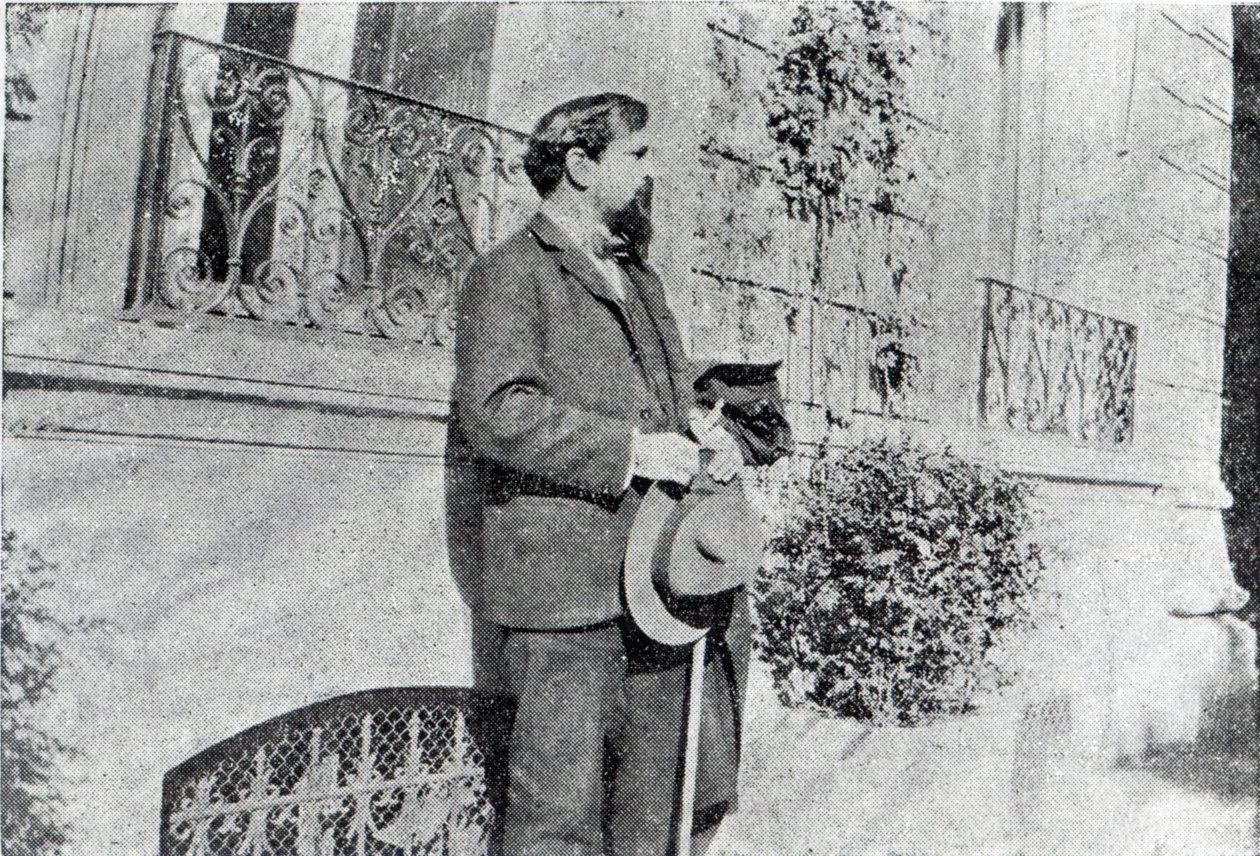 Claude Debussy i sin trädgård av French Photographer
