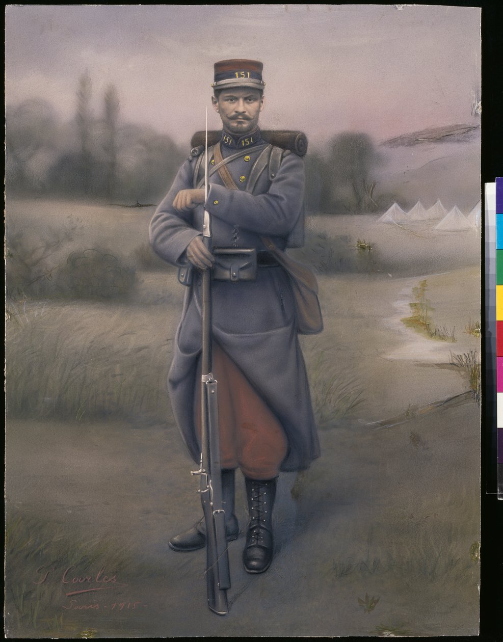 Infanterist vid 151:a infanteriregementet, 1915 (färgat foto) av French Photographer