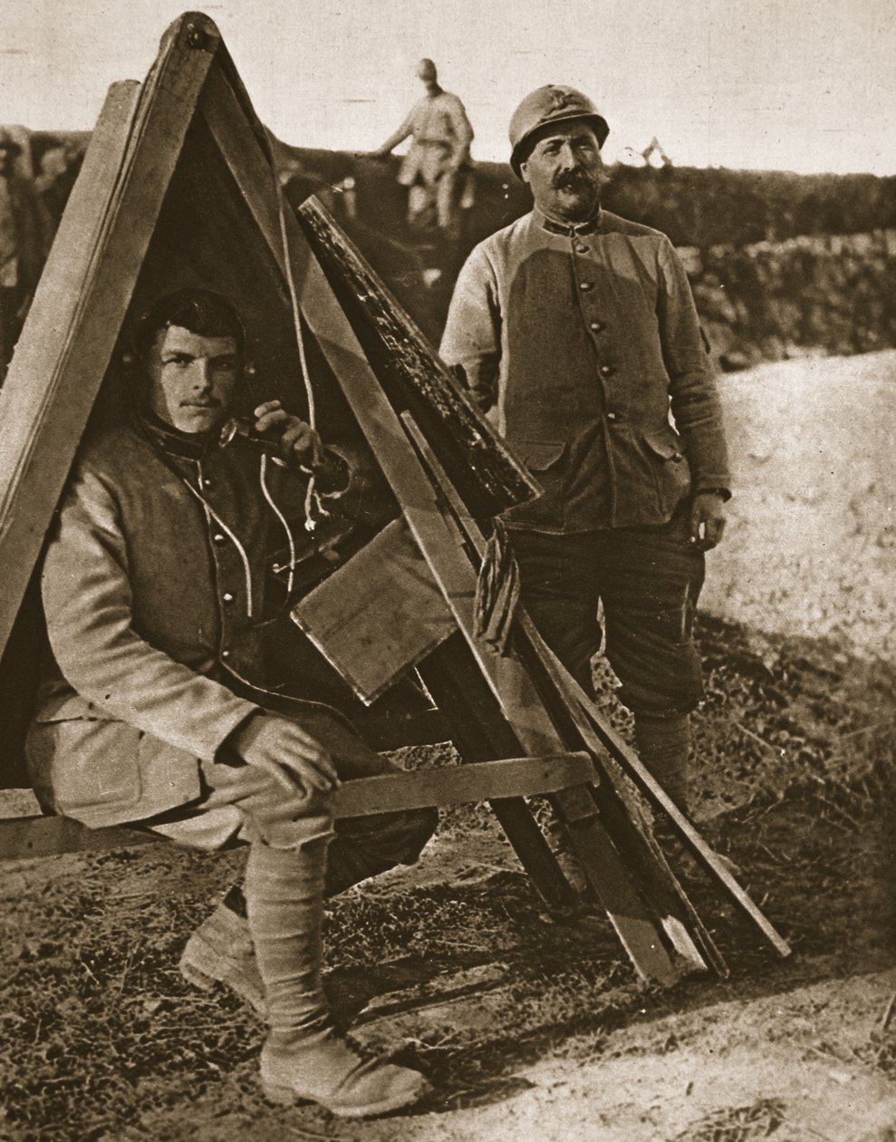 På den franska fronten: användbar och genialisk, illustration från The Illustrated War News, 17 januari 1917 (sepiafoto) av French Photographer