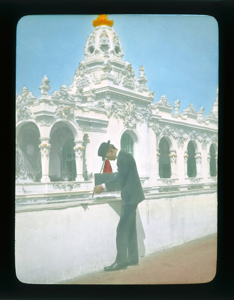 Parisutställning: Palace of Decorative Arts, Paris, Frankrike, 1900 (lanternbild) av French Photographer