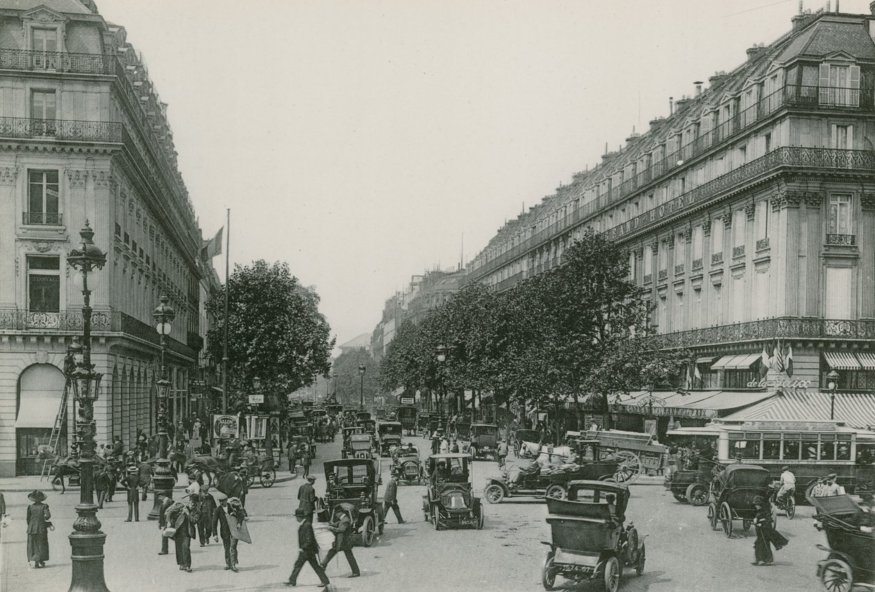 Perspektiv av Boulevard des Capucines, Boulevard of the Capucines (fotogravyr) av French Photographer