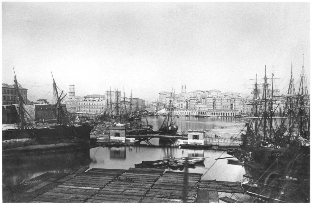 Utsikt över hamnen i Marseille, sent 1800-tal av French Photographer