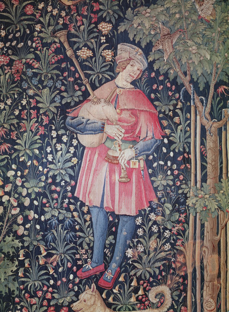 A Man Playing the Bagpipes, detalj från 