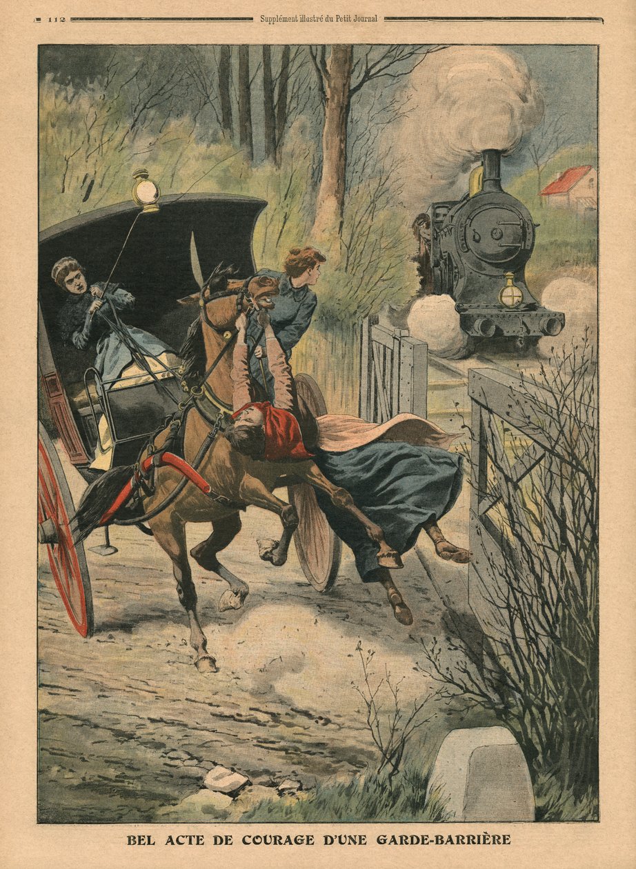 En plankorsningsvakts tapperhet, illustration från 