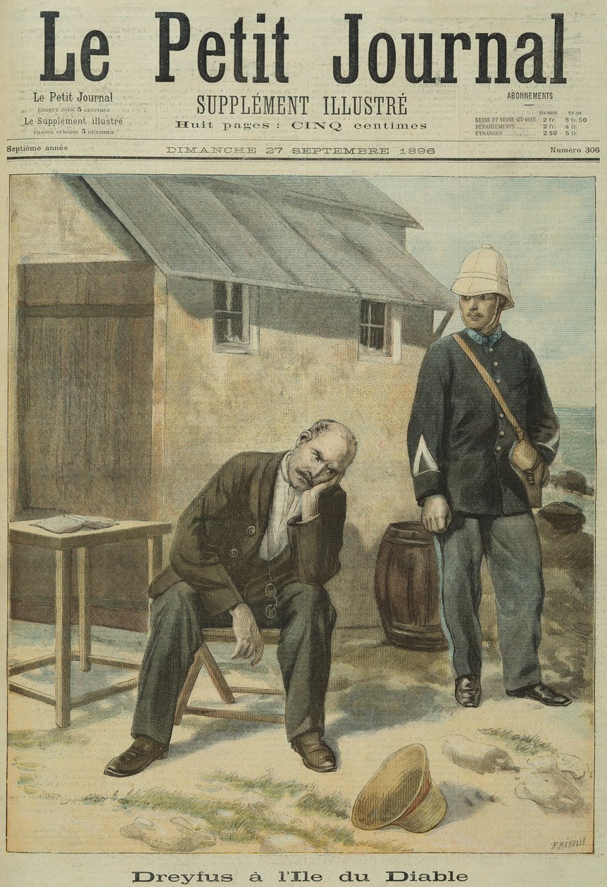 Alfred Dreyfus (1859-1935) på Devils Island, från Le Petit Journal, 27 september 1896 av French School