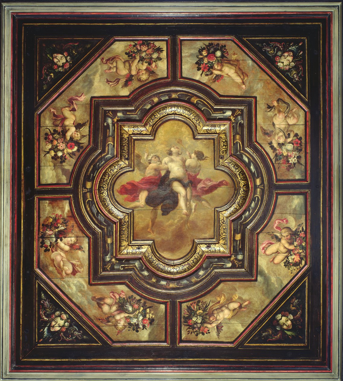 Allegory of Truth, liten takpanel (olja på trä) av French School