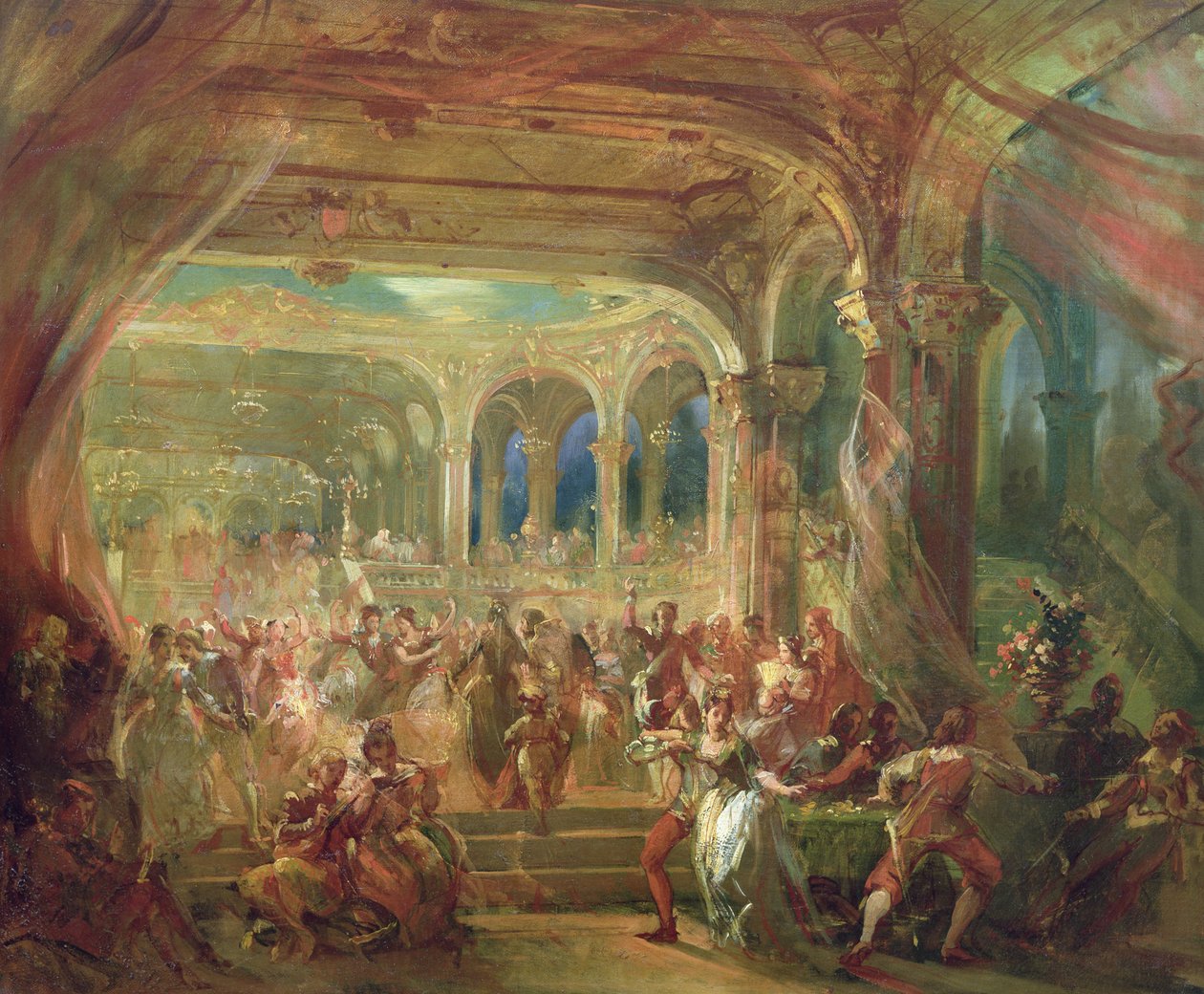 Bal på Opera de Paris under andra imperiet av French School
