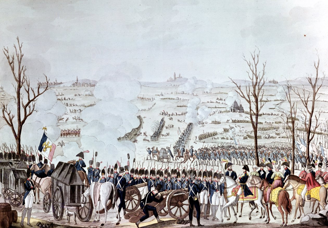 Slaget vid Austerlitz, 2 december 1805 (färggravyr) av French School