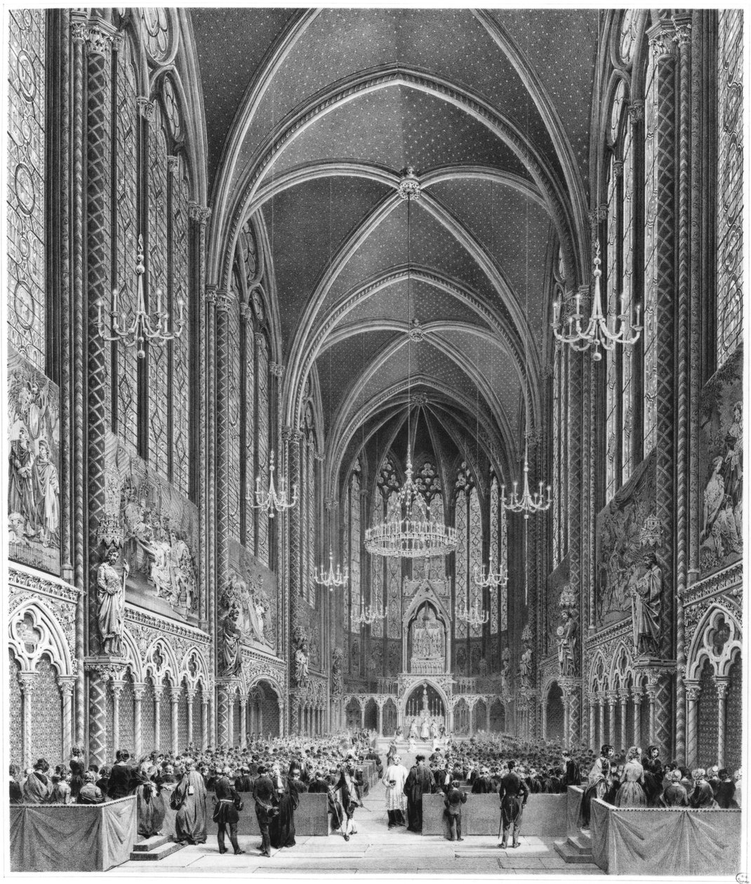 Fejring af messen for magistraten i Sainte Chapelle, ca. 1849 sverige av French School