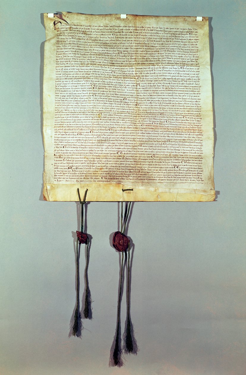Franchise Charter för staden Vaucouleurs, beviljad av Gauthier de Joinville, bekräftad av hans farbror, Jean de Joinville, september 1298 av French School