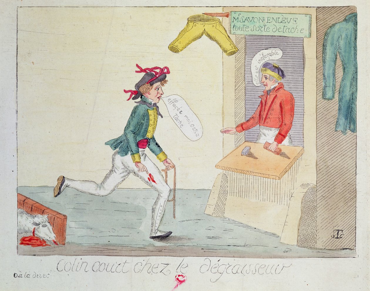 Colin Court vid fläckborttagningarna, 1814 av French School