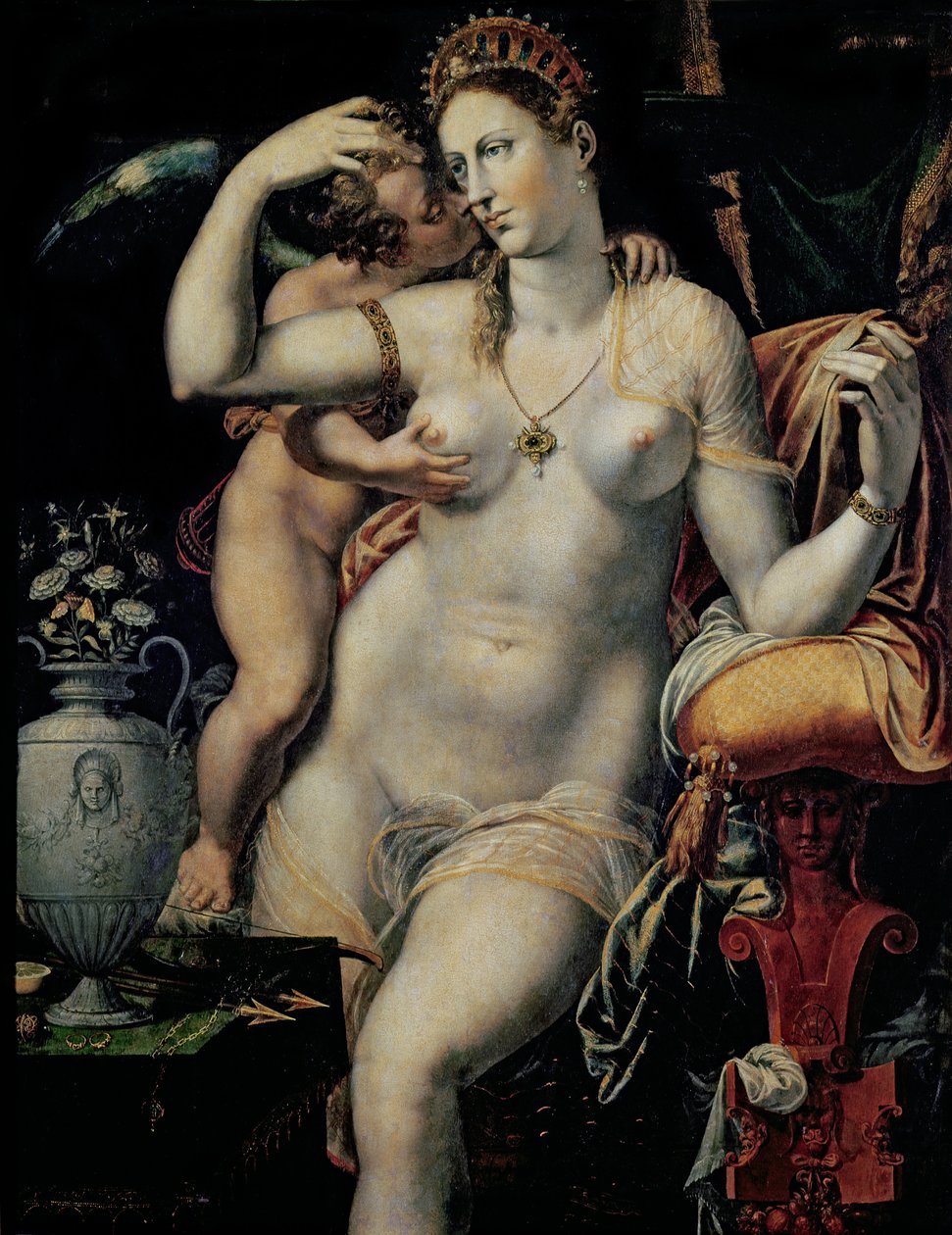 Amor smekande Venus av French School