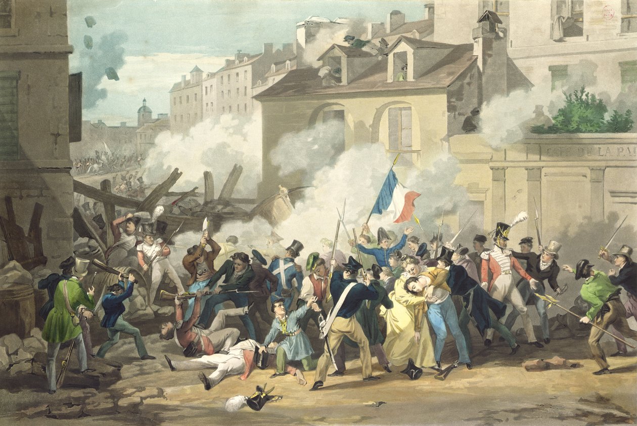 Försvar av en barrikad, 29 juli 1830 av French School
