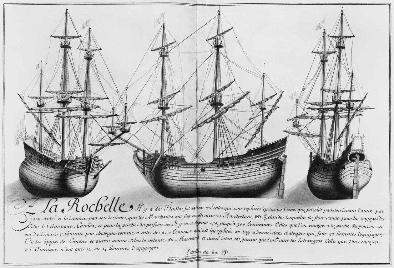 Holländska butiksfartyg, La Rochelle, illustration från 