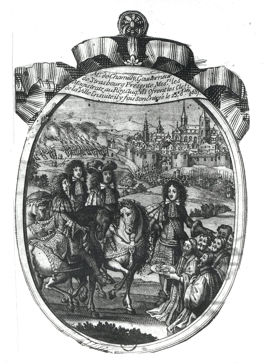 Kung Ludvig XIV:s (1643-1715) intåg i Strasbourg den 25 oktober 1681. av French School