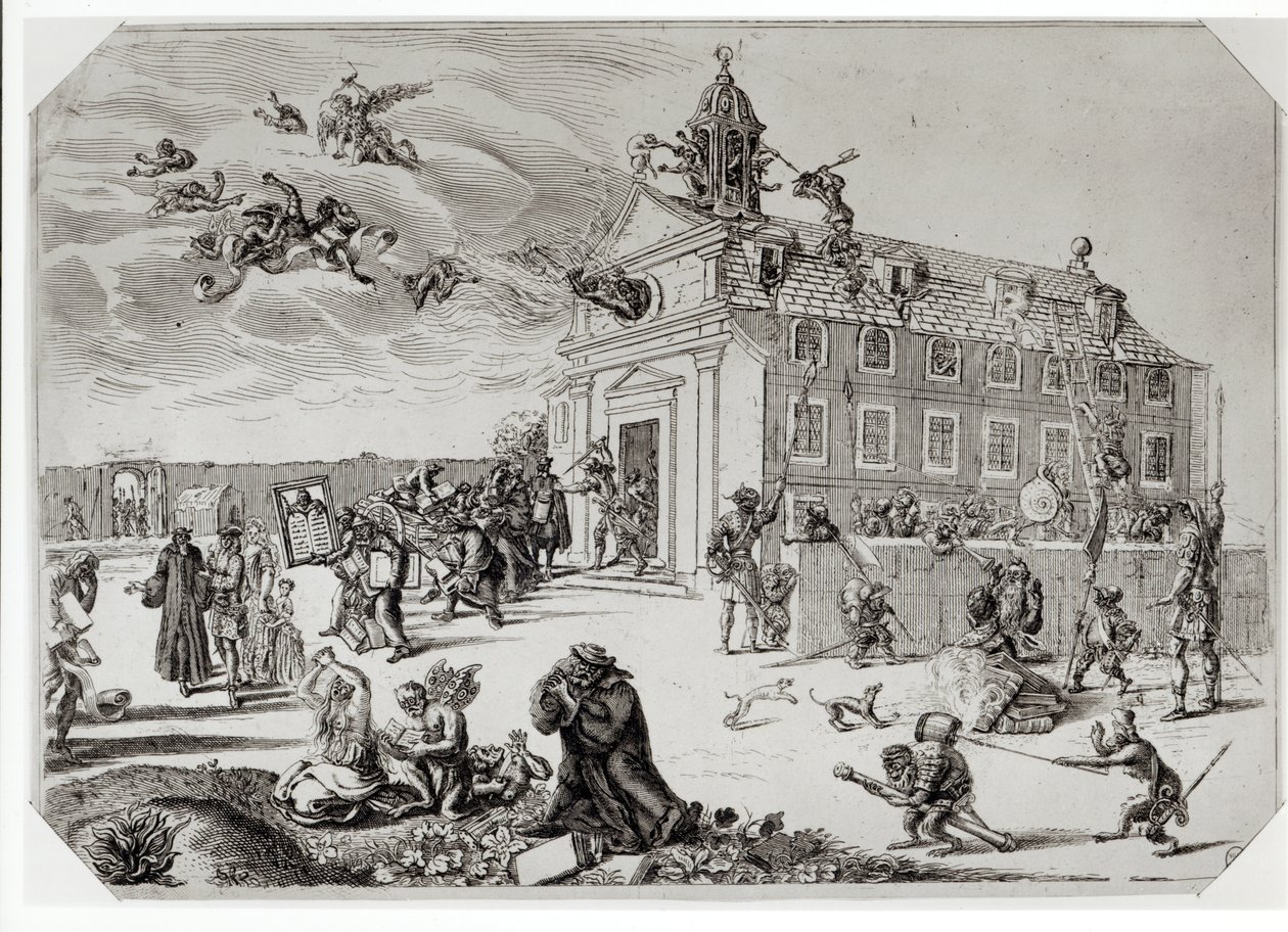Brand vid templet i Charenton, ca 1685 av French School
