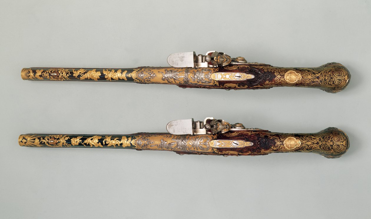 Flintlock-pistoler, ca 1690 av French School