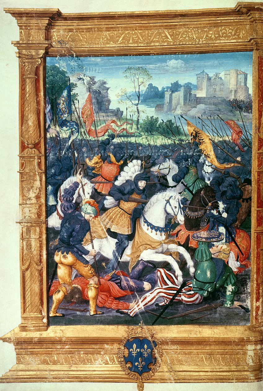 Francois I (1494-1547) vid slaget vid Marignano, 14 september 1515 av French School