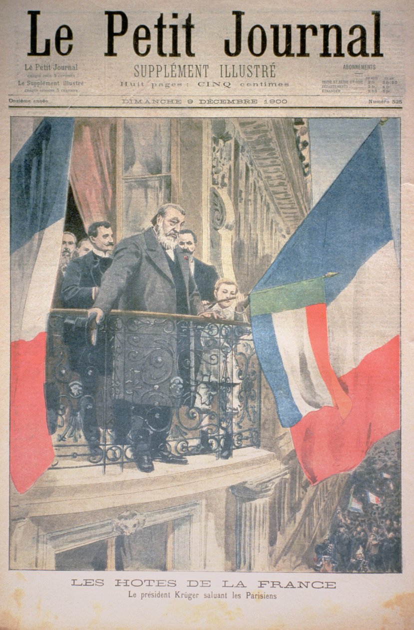 Franska värdar: President Kruger hälsar parisarna, framsidan av Le Petit Journal, 9 december 1900 (se även 116064) av French School