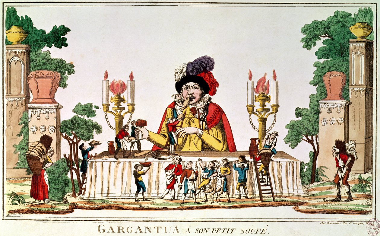 Gargantua vid hans lilla nattvard, c.1800 av French School