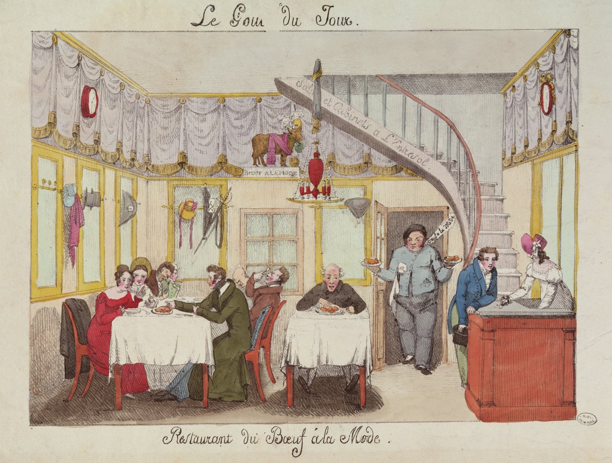 Beef a la Mode, rue Valois, Paris, från Le Gout du Jour, ca 1830 (se även 167981) av French School