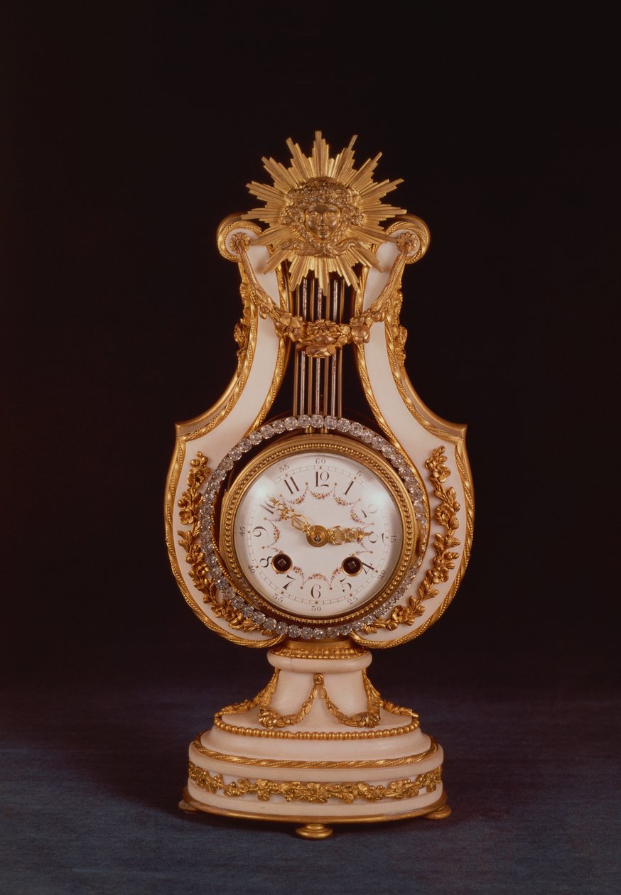 Lyrisk klocka, ca 1810 (marmor och ormolu med klistra juveler) av French School