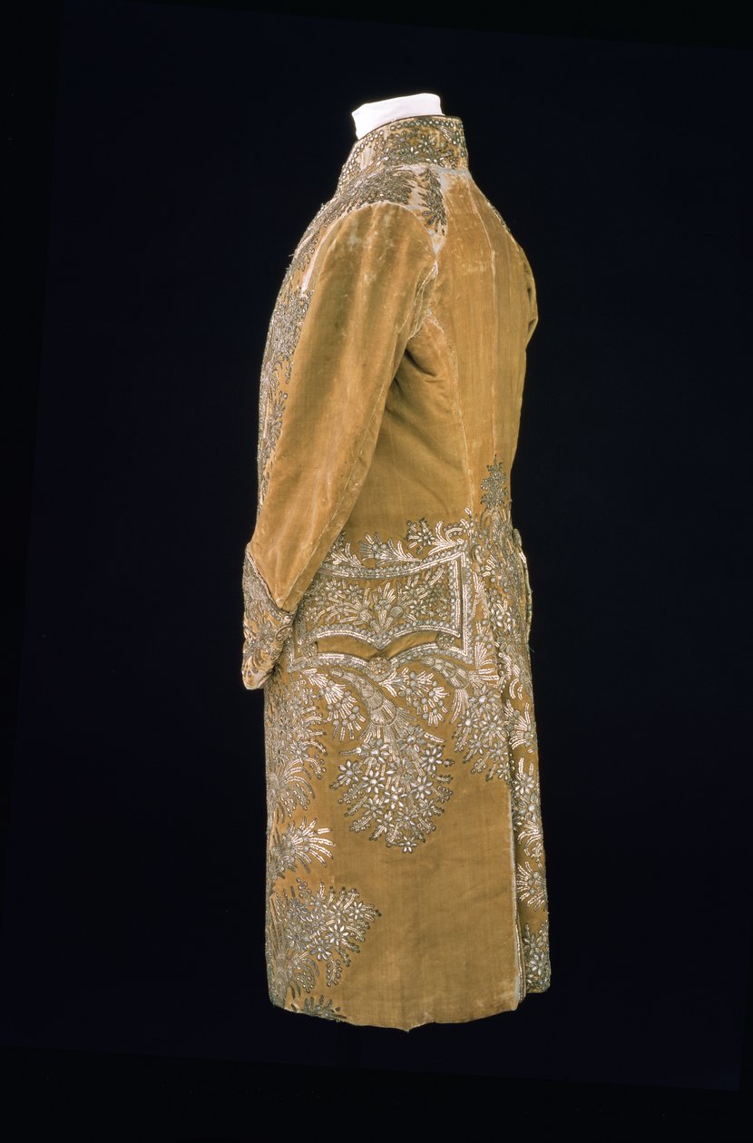 Herrrock, sent 1700-tal (grön sammet broderad med silvertråd) av French School