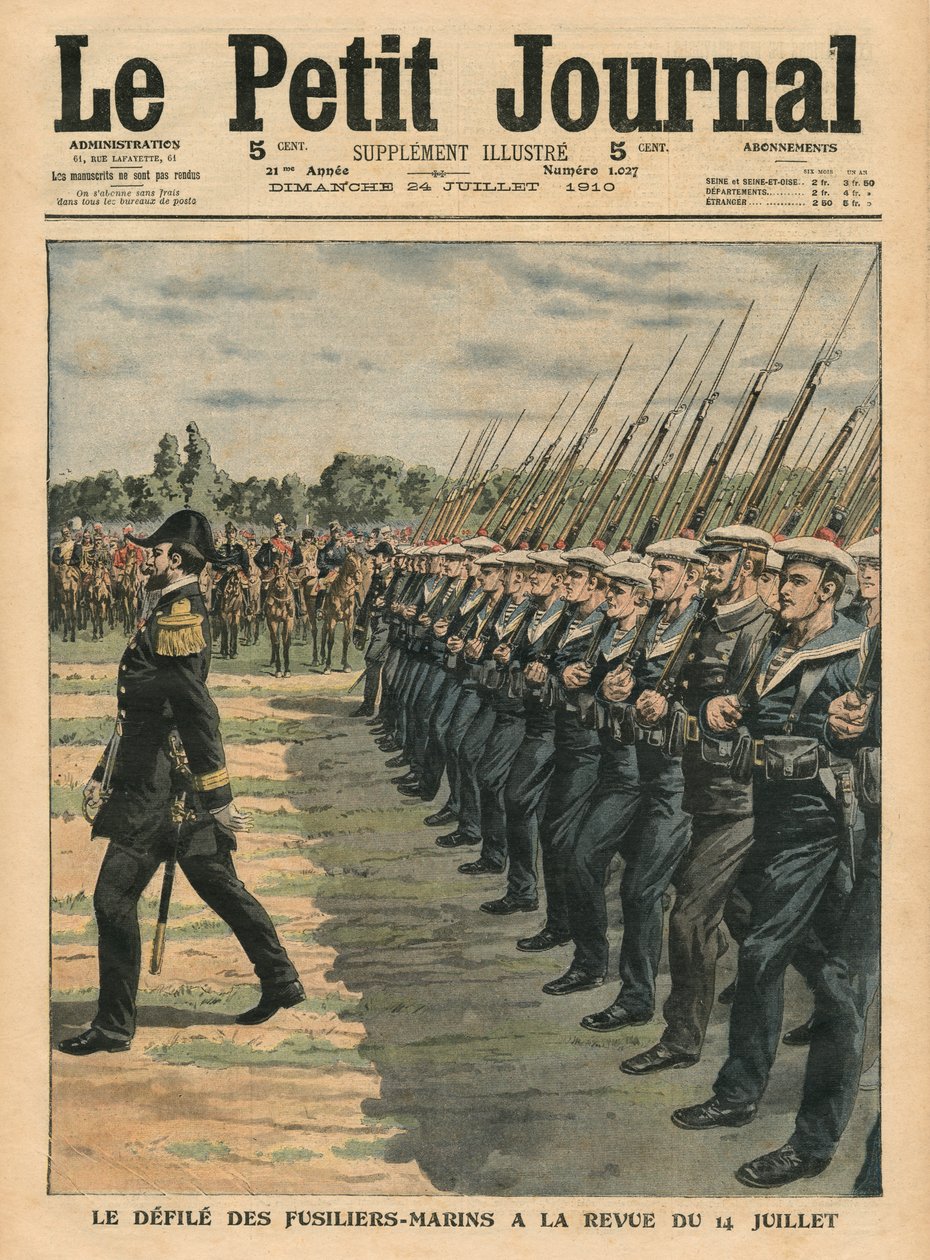Marines på parad vid recensionen av den 14 juli, illustration från 