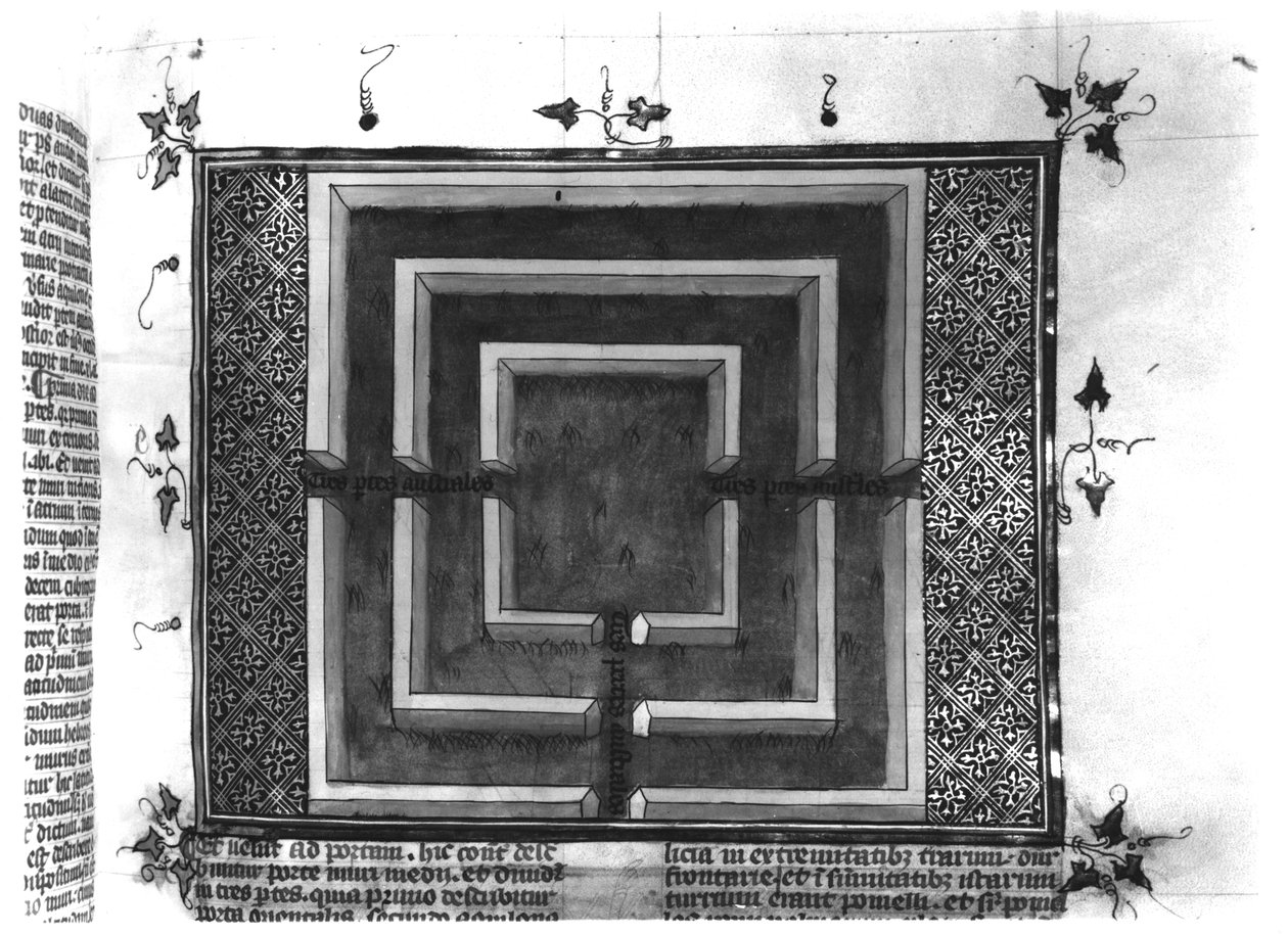 Ms 292 T III fol. 208r Labyrinth, illustration fra 