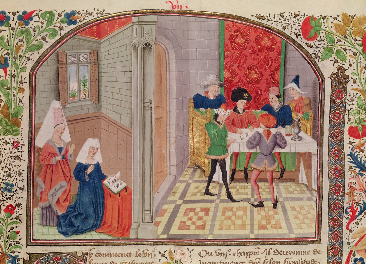 Ms 927 Fol.107 Temperance and Tomperance, från "Ethics, Politics and Economics" av Aristoteles (384-322 f.Kr.) av French School