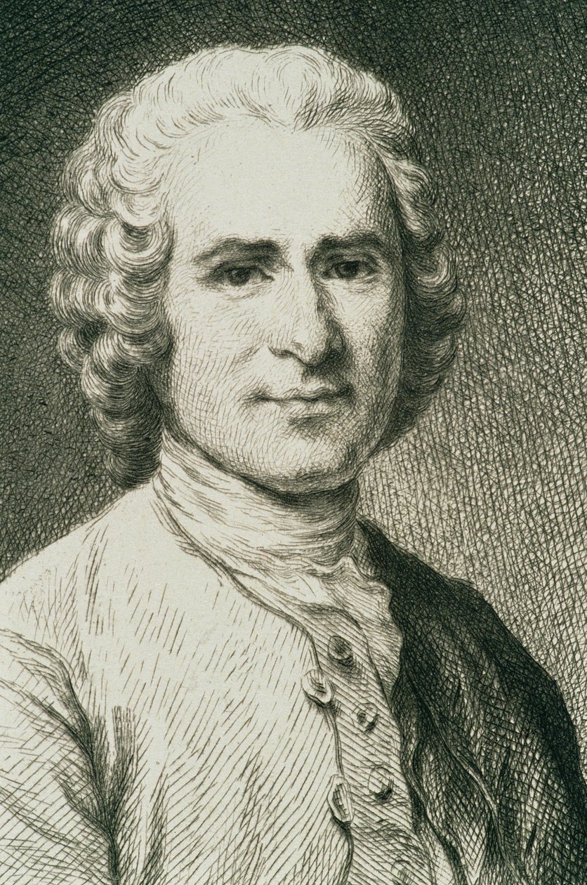Porträtt av Jean Jacques Rousseau (1712-78), fransk filosof. av French School