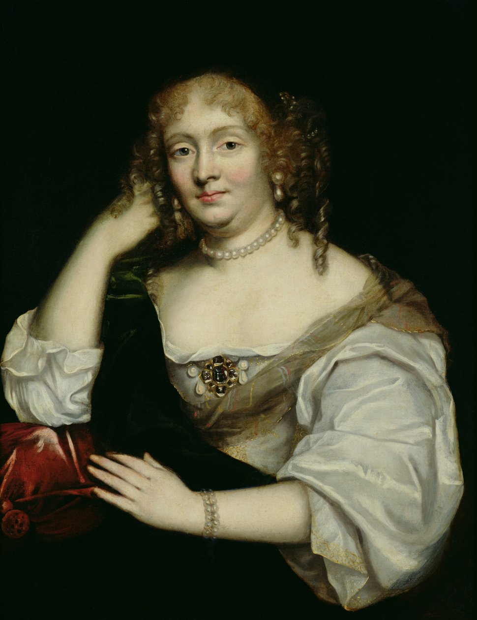 Porträtt av Marie av Rabutin-Chantal (1626-97) Marquise de Sevigne, efter 1670 av French School