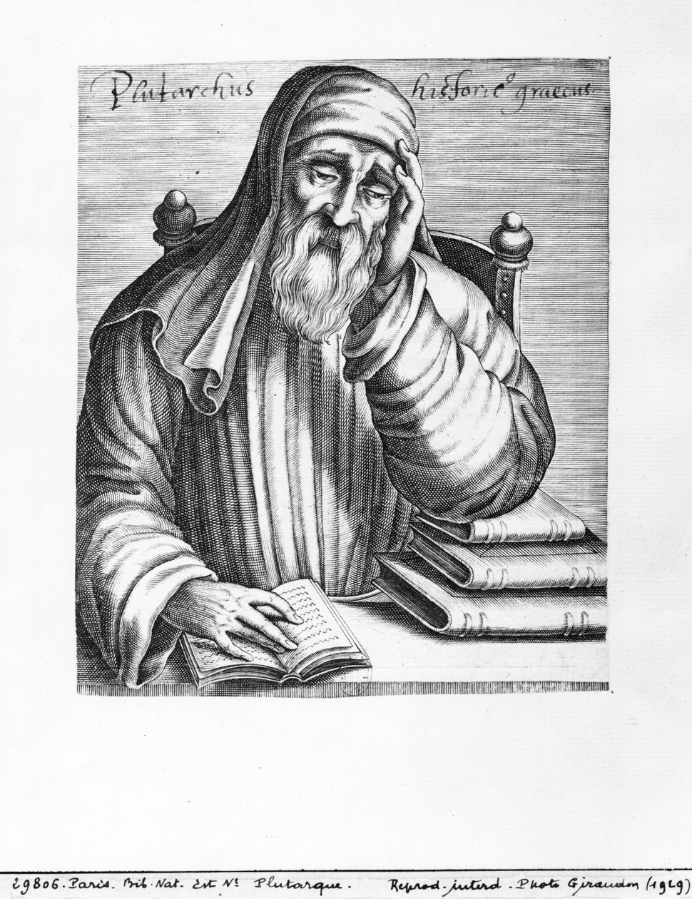 Porträtt av Plutarkos (c.46-c.120) av French School