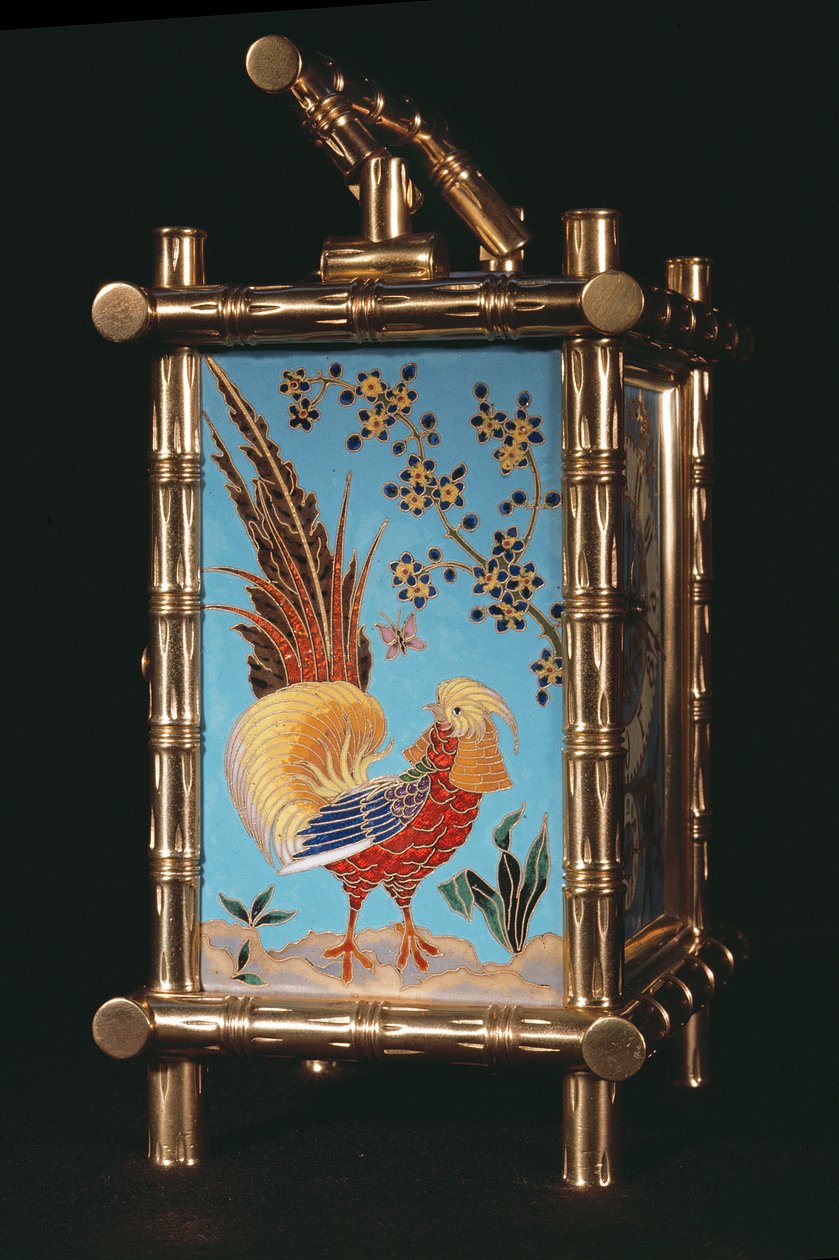 Sidopanel på fransk Chinoiserie vagnklocka (emalj) av French School
