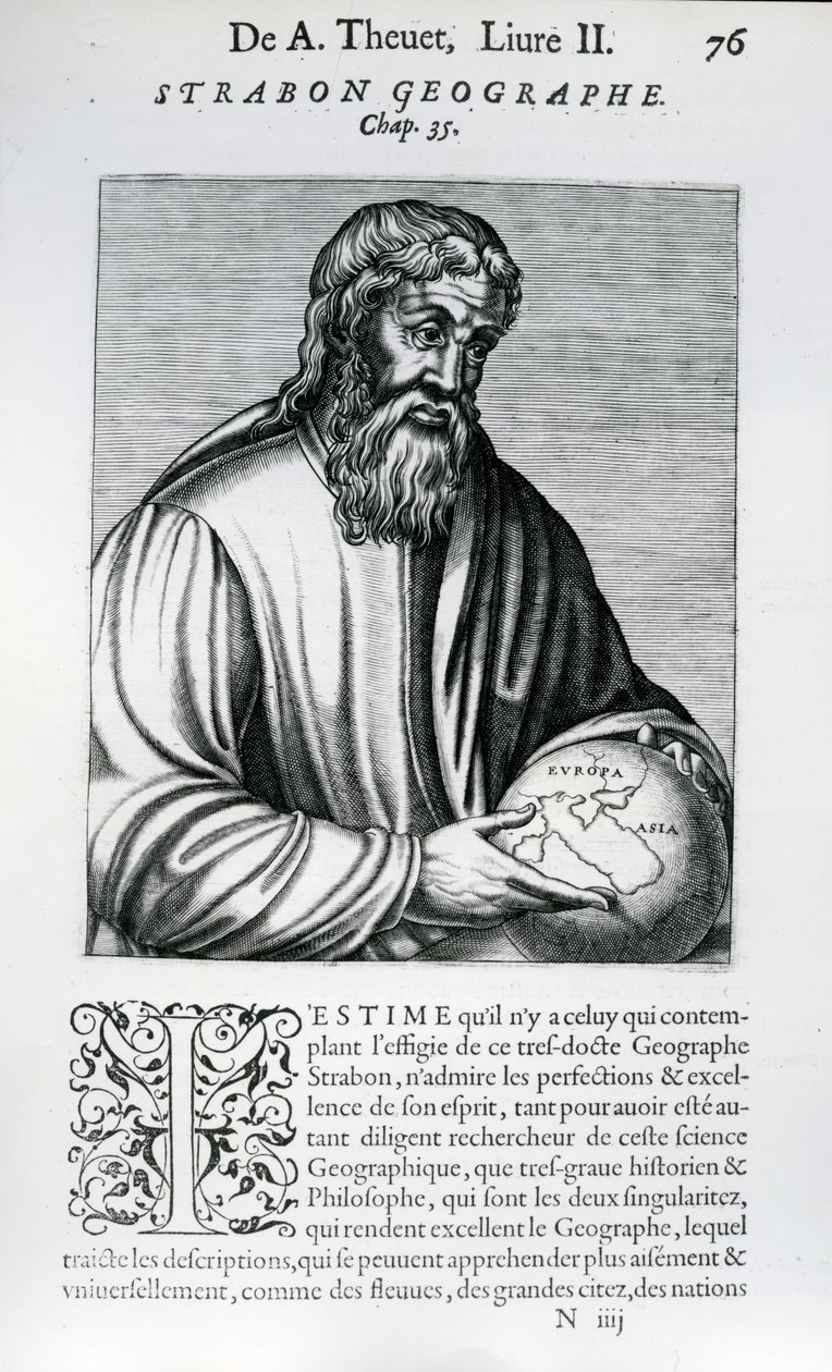 Strabo, illustration från Andre Thevets "Real lives and lives of illustrious men", 1584 av French School