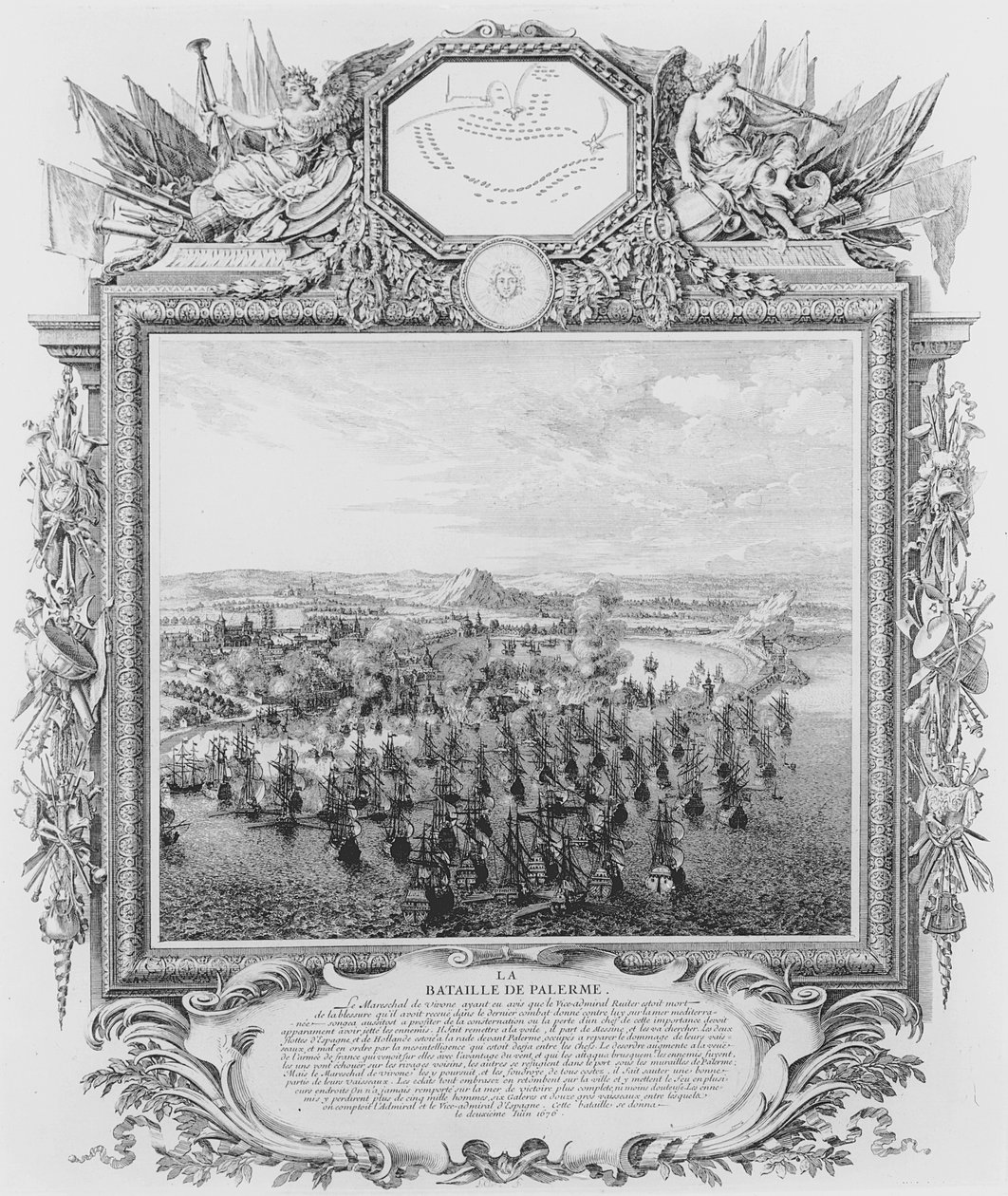 Slaget vid Palermo, juni 1676 av French School