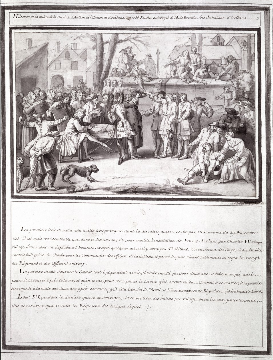Valet av milisen vid Authons församling, en del av Dourdans-valet, 1688 av French School