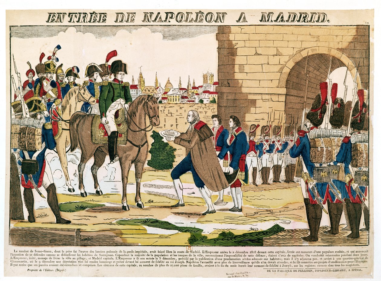 Fransmännens triumferande intåg i Madrid, 4 december 1808 av French School
