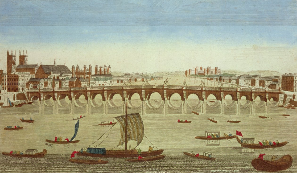 Vy över Westminster Bridge från norr av French School
