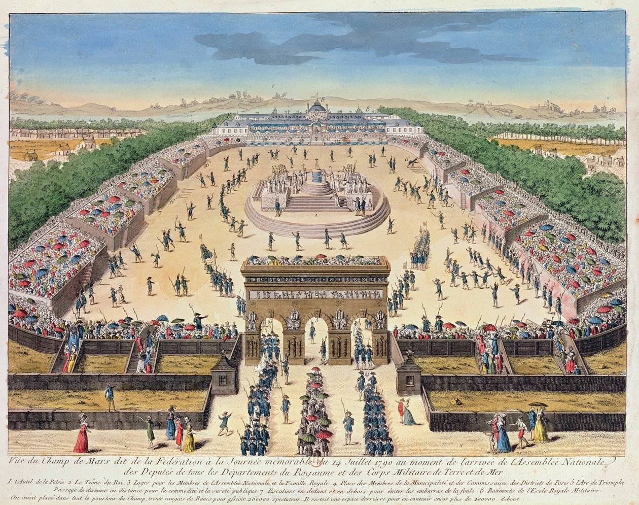 Utsikt över Champs de Mars, 14 juli 1790 av French School