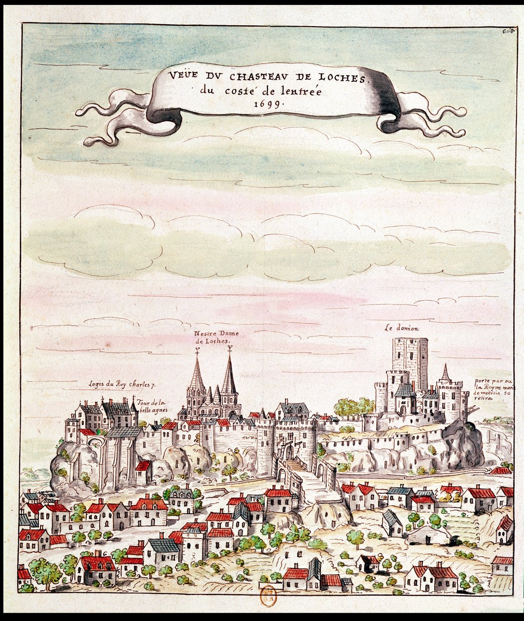 Utsikt över Chateau de Loches, 1699 av French School