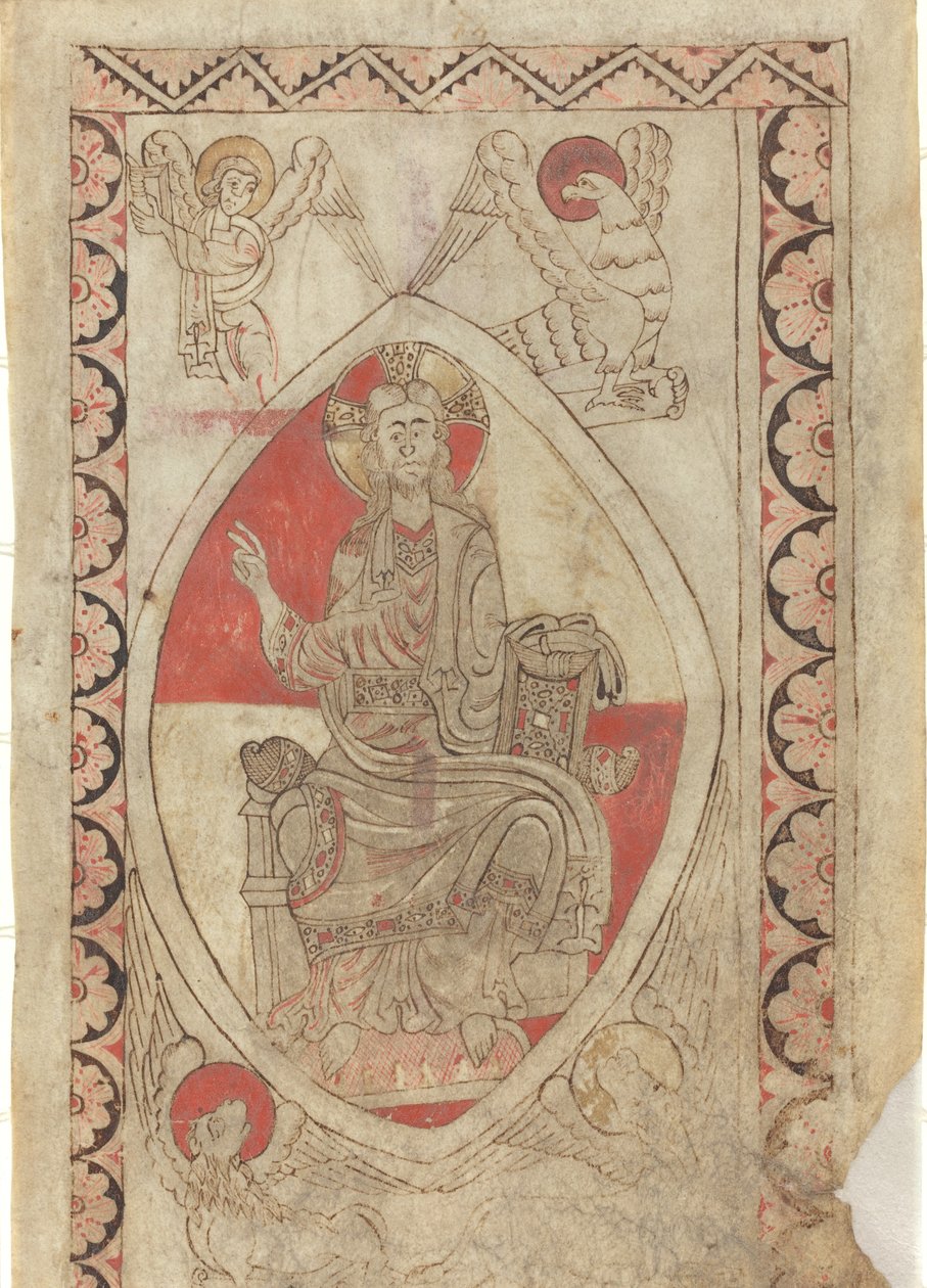 Kristus i majestät [recto] av French 12th Century